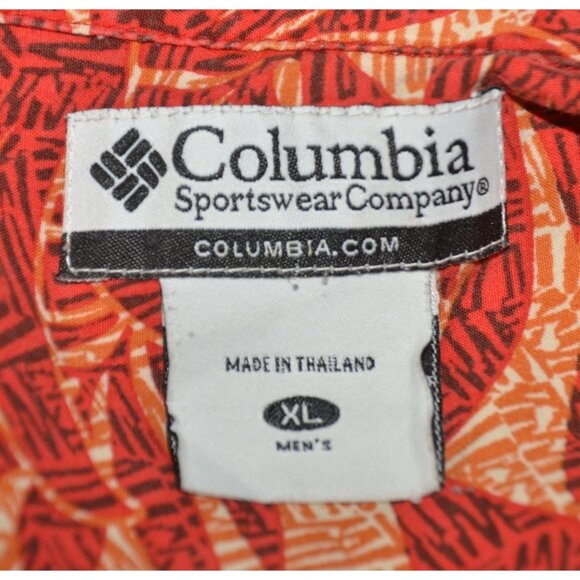 Columbia Men's Red Hawaiian Palm Print Button Front Shirt Size XL Beach Vacay - Picture 7 of 9